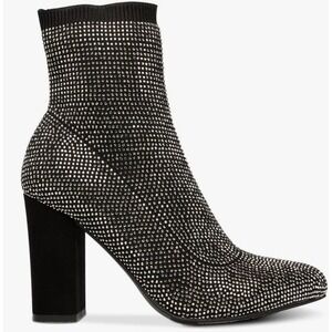 Wild Pair Womens Baybe Rhinestone Ankle Boots Black 8.5 Medium (B,M)